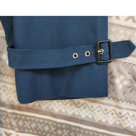 London Fog Navy Blue Trench Coat Utility Jacket Belted Size 14 Double Breasted - Picture 6 of 9